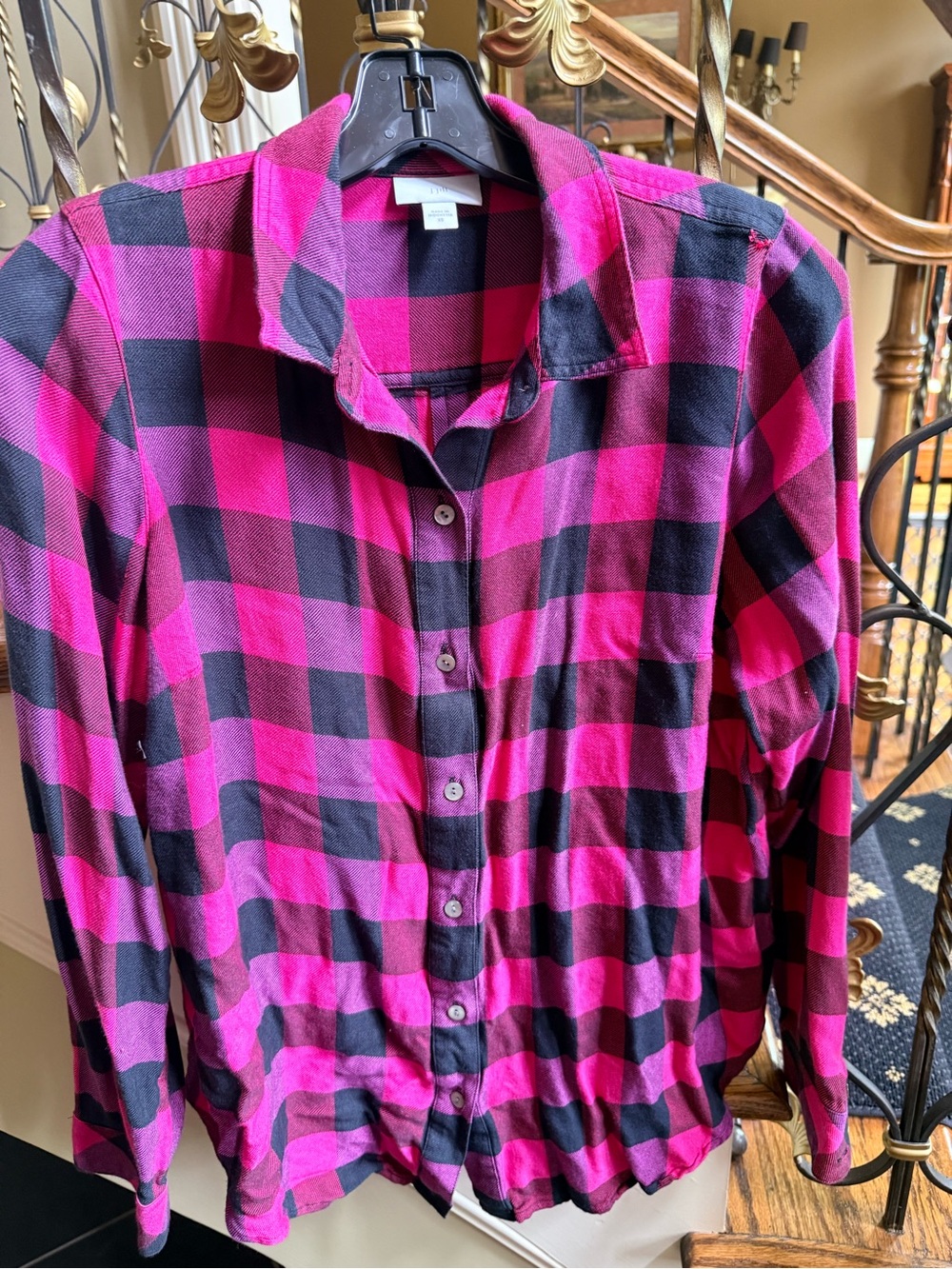 Jjill light flannel long sleeve button front top. Rayon soft. Size XS